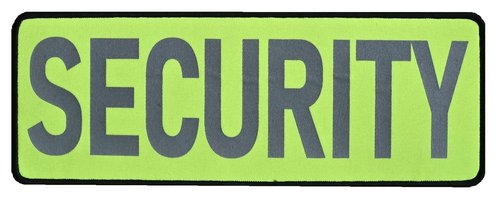 Security Hi-Vis neon Fluorescent Yellow Reflective Back Patch 11x4 Hook Backing Matches Bicycle Shirt Color