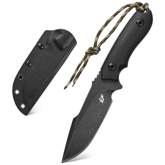 Eafengrow EF130 Fixed Blade Knife, DC53 Steel Blade,G10 Handle Full Tang Portable EDC Fixed Knifes Straight Knife for Working Camping Hunting Field Adventure(Black)