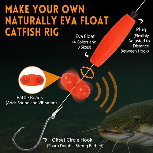 Catfish Rig Catfishing Tackle Making Kit, 170pcs Santee Cooper Rig with Bobbers Floats, Rattling Float Lure Baits, Hooks Swivels, Sinker Weights, Rattler Beads, Various Catfish Tackle Accessories