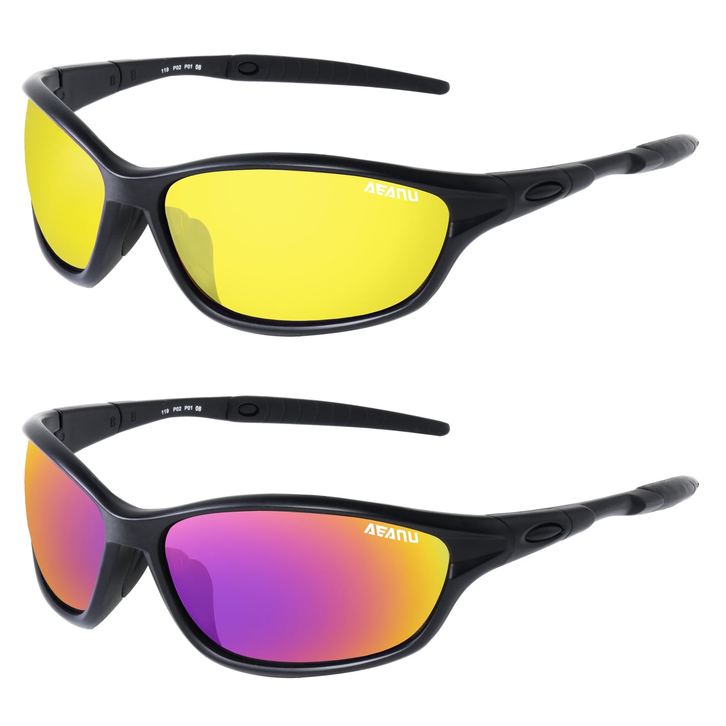 AEANU Day & Night Sunglasses 2-Pack for Women & Teens – Lightweight UV400 Mirrored and Yellow Lens Glasses for Outdoor, Driving, and Everyday Use
