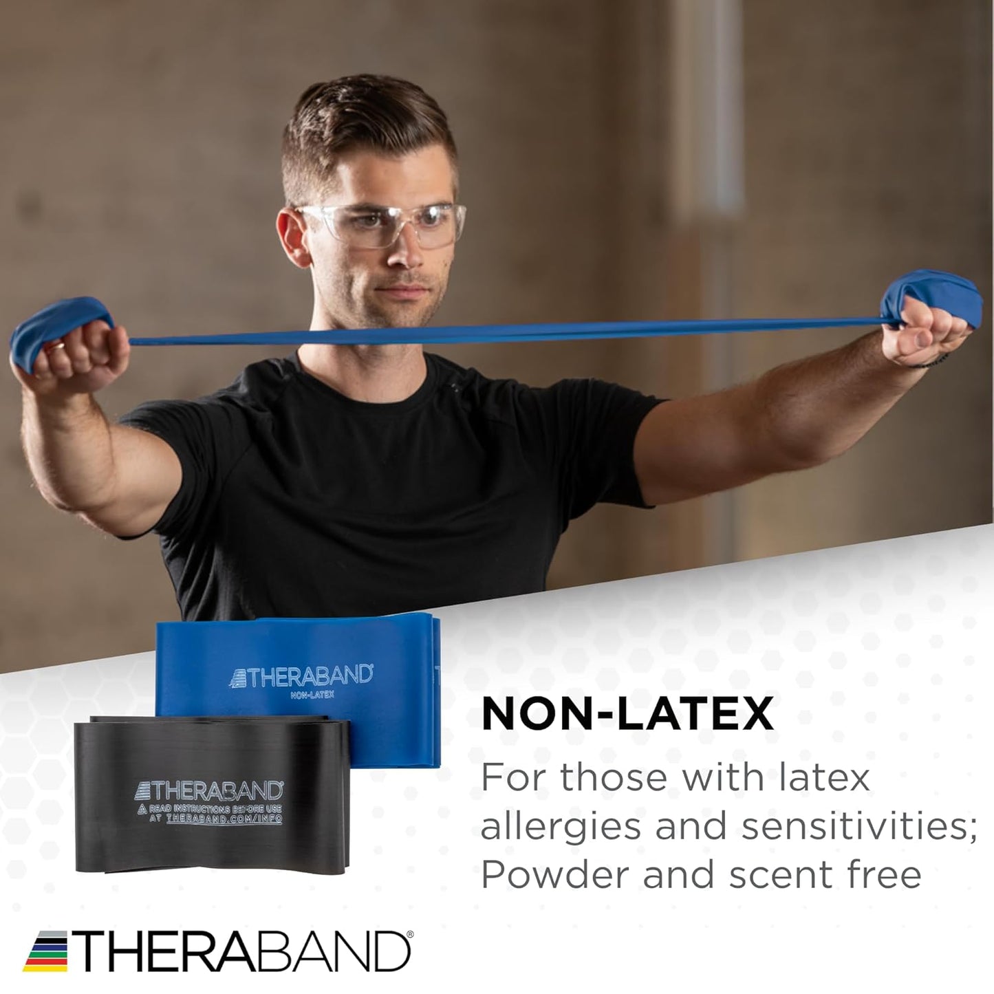 THERABAND Resistance Bands Set, Beginner Kit, Yellow, Red, Green, Non-Latex Elastic Bands for Exercise & Physical Therapy, Strength Training Bands for Upper & Lower Body Fitness