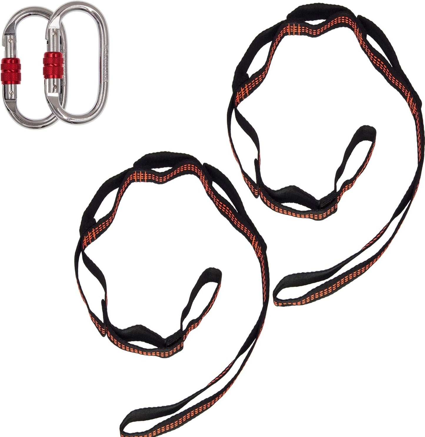 Set of 2 Carabiners & 2 Daisy Chains - Accessories for Easy Installation & Extending The Length of Aerial Silks Fabric, Aerial Yoga Hammock, Antigravity Inversion Pilates, Sensory Swing