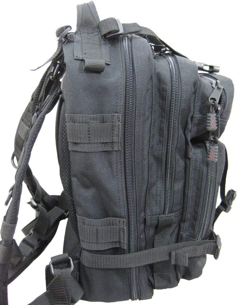 Presidio Tactical Assault Backpack - Military Approved Compact Backpack Made of Water Resistant 900 Denier Polyester - Features Large Center Pocket & MOLLE Webbing [Black]