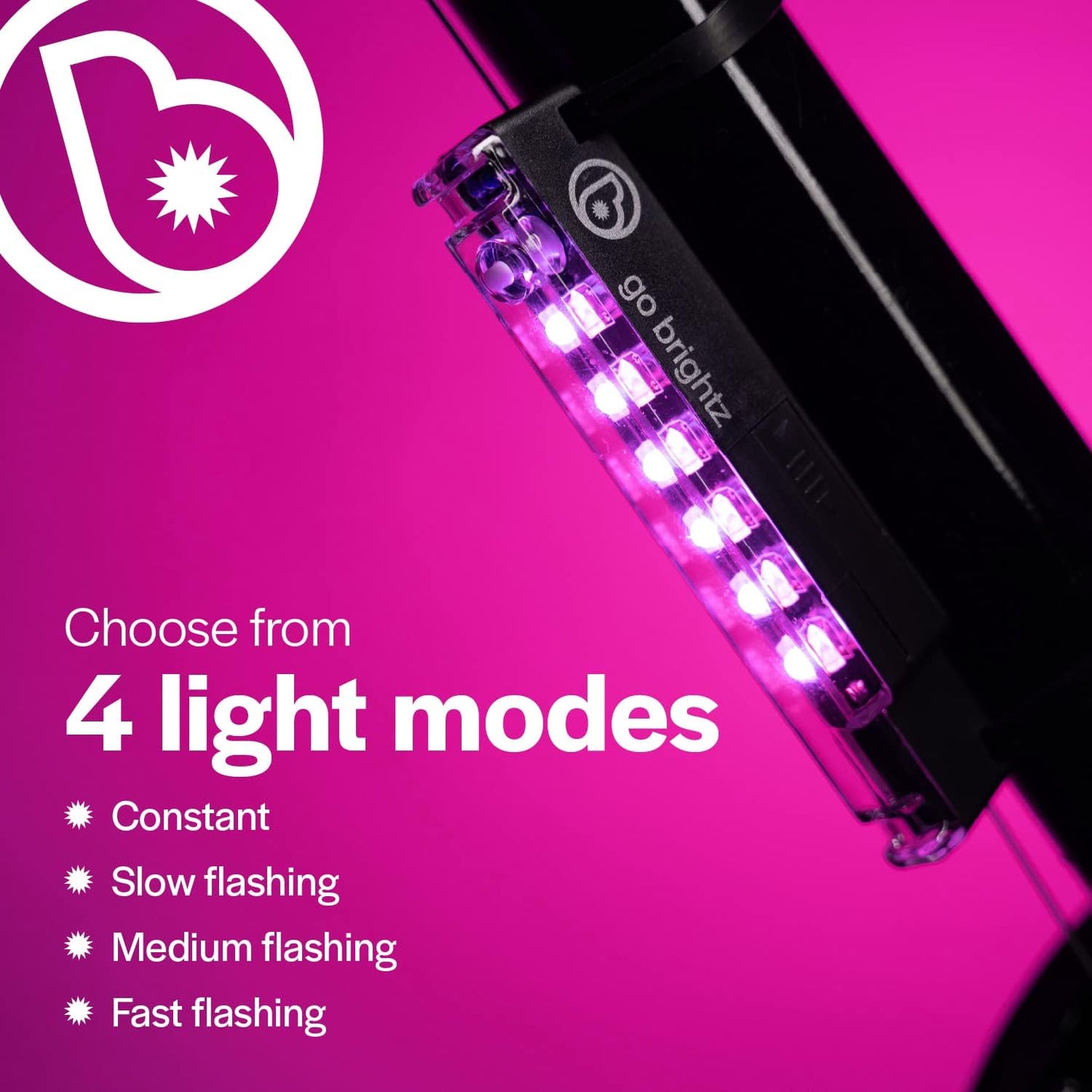 GoBrightz LED Bike Frame Light - Night Riding Underglow Light Bar with 4 Modes - Cool Bicycle Lights for Kids & Adults