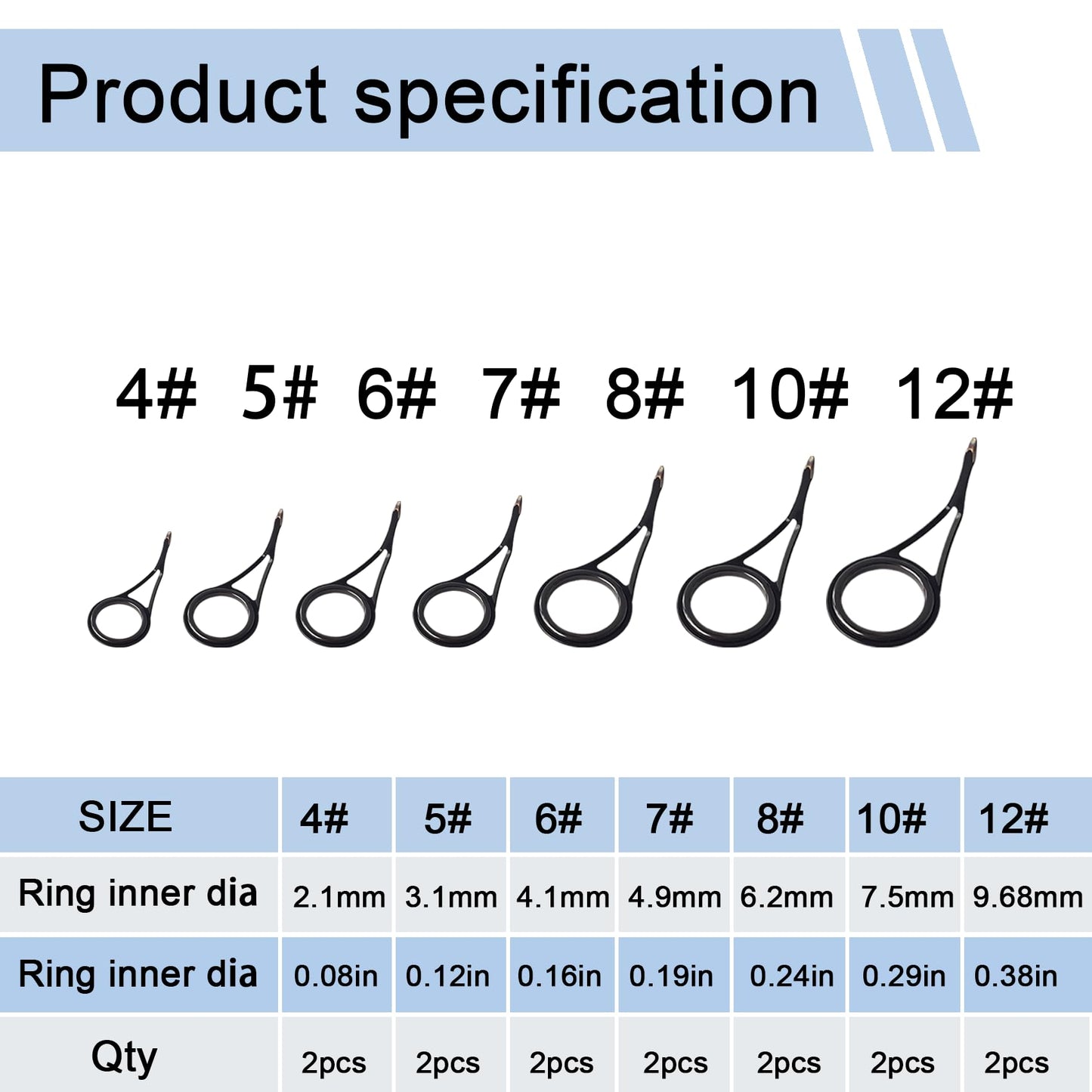 Aventik Fishing Rod Eyelet Repair Kit Complete, Emergency Quick-Fix Fishing Pole Eyes Replacement Kits Including Winding Thread, Epoxy and Stainless Steel Guides for Spinning Rod(Spinning Repair Kit)