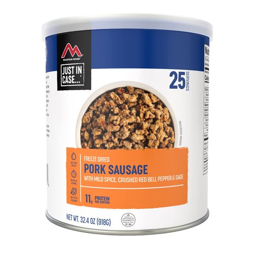 Mountain House Cooked Ground Beef | Freeze Dried Survival & Emergency Food | #10 Can Pork Sausage #10 Can | Freeze Dried Survival & Emergency Food | 25 Servings