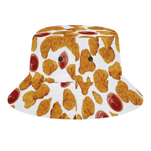 Mercuryelf Chicken Nuggets Bucket Hat Gifts for Men Women, Unisex Packable Sun Cap, Fashion Fisherman Hat Summer Outdoor