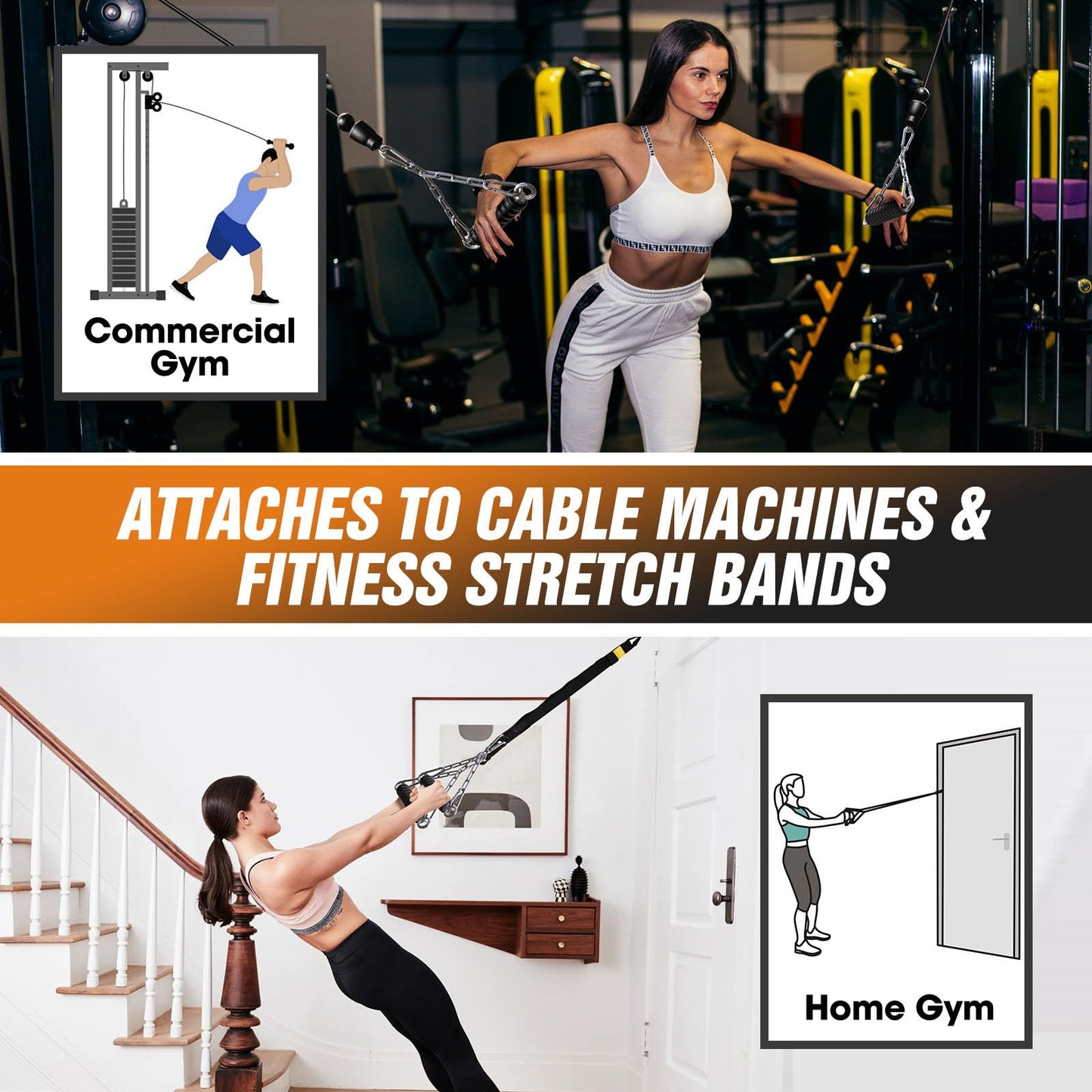 Anobeyi LAT Pulldown & Tricep Rope Cable Attachments, Ergonomic Gym Machine Handles for Home and Commercial Equipment - Heavy Duty Workout Grips with Rope Accessories (Single Handle-1pc)