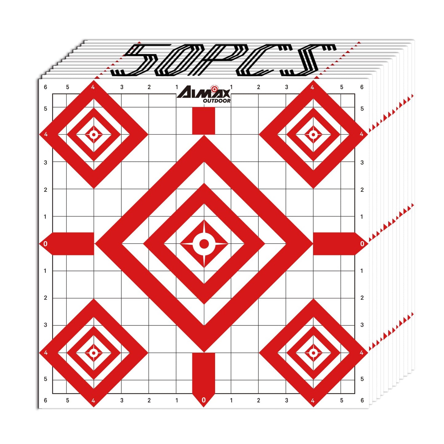 Aimax Outdoor 12"x12" Sight in Paper Shooting Targets, Shooting Range Paper Target for BB Gun, Airsoft, Handgun, Pistol, Rifle, Fit for Pellet Gun Target Trap (50 Pack)