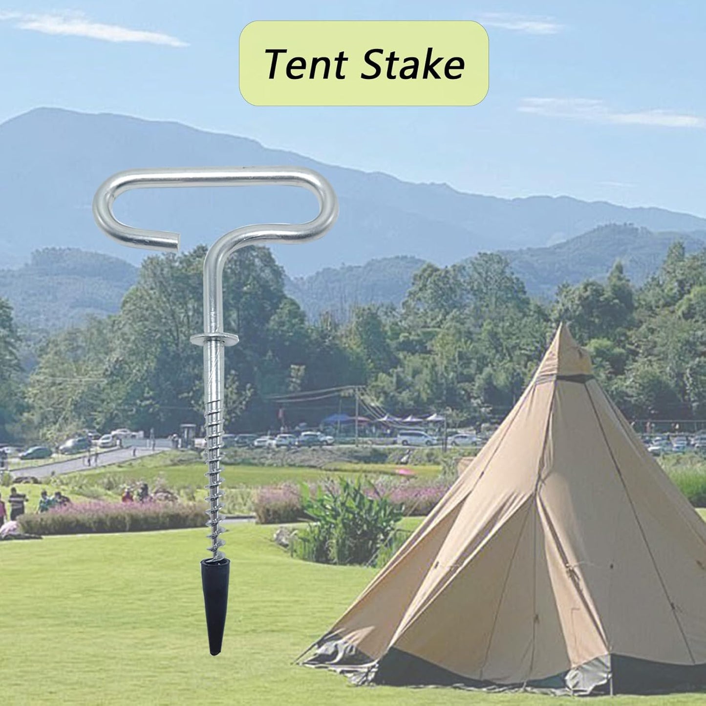 4Pcs Heavy Duty Tent Stakes, 18cm Ground Anchors, Threaded Peg for High Winds, Ice Fishing Shelter Nails, Metal Stake for Outdoor Summer Camping Activities, Durable Tent Fixer Spikes