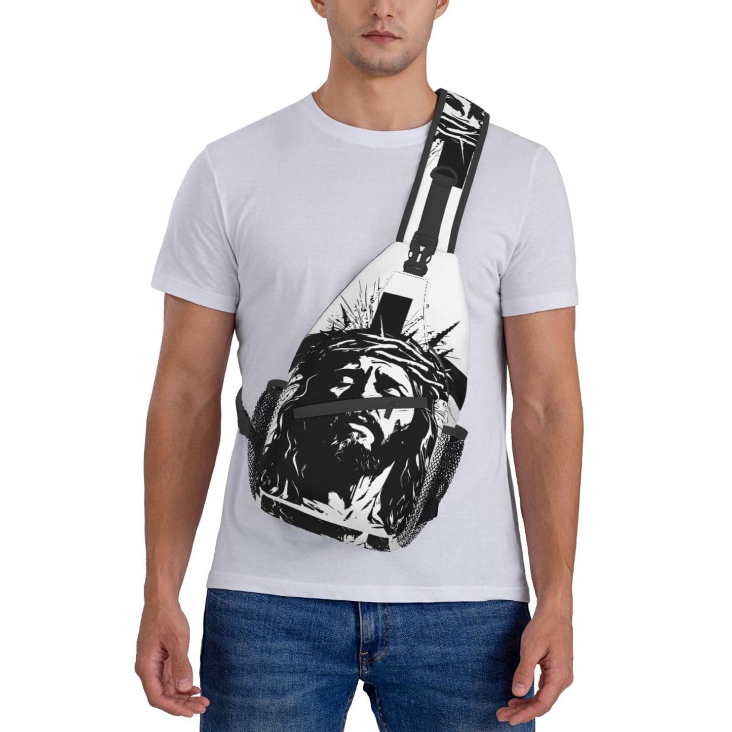 Jesus Christ Sling Backpack Chest Bag Crossbody Shoulder Bag Gym Cycling Travel Hiking Daypack For Men Women