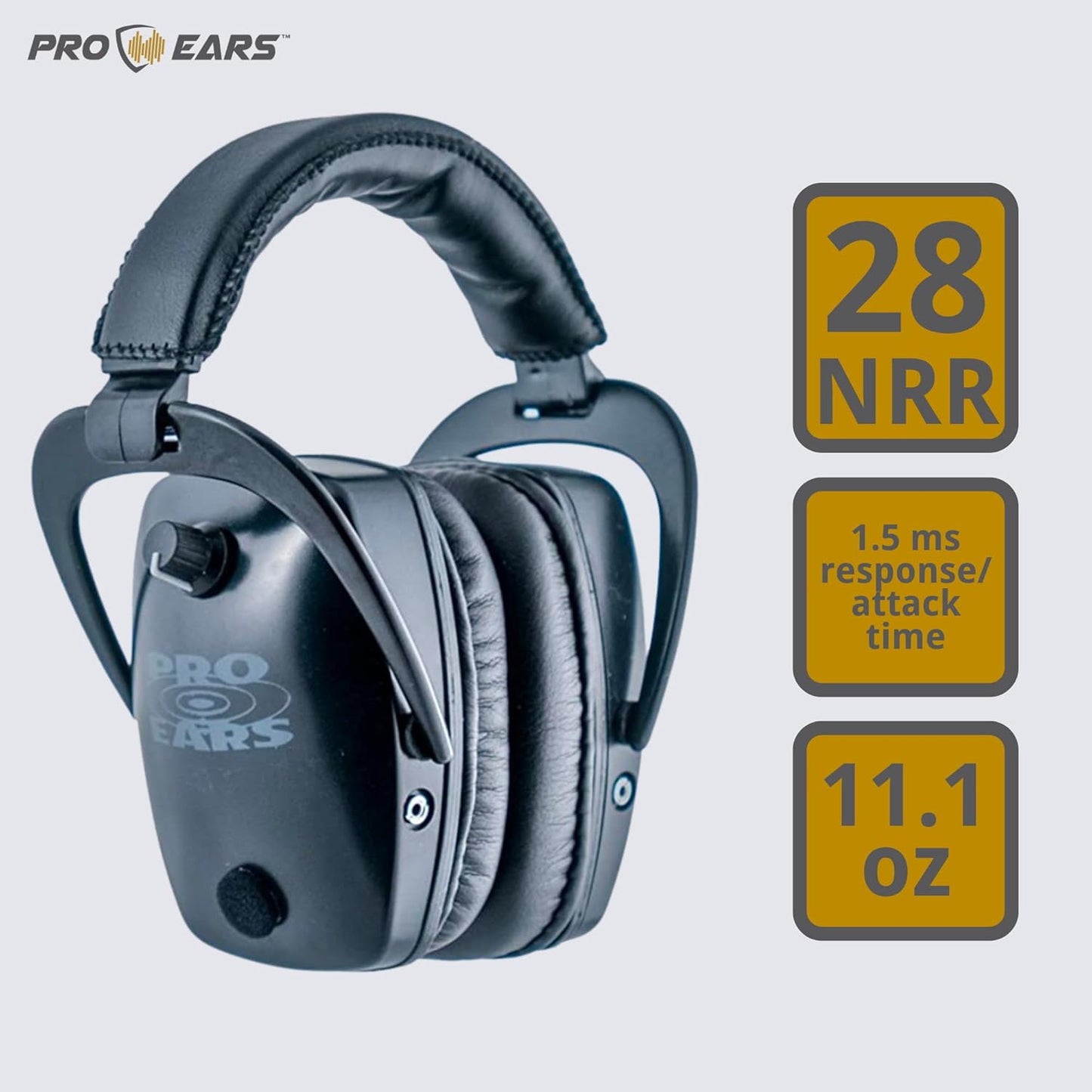 Pro Ears Pro Tac Slim Gold Ear Muffs, Military Grade Electronic Hearing Protection & Amplification, DLSC Tech, Made in USA