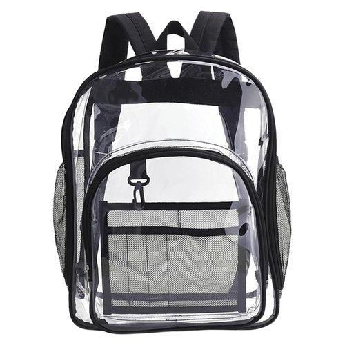 MQACPUPY Large Clear Bookbag-Heavy Duty Transparent Backpack for Stadium Events&Work-Bag for Men&Women(black)