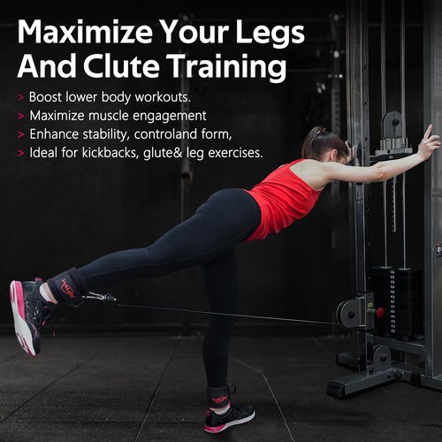 WALITO Ankle Straps for Cable Machines Women - Glute Ankle Cuff Kickback Strap, Gym Cable Machine Accessories for Glute Leg Extensions, Hip Abductors & Lower Body Exercises Equipment
