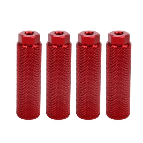 Pufguy 2 Pair Bike Pegs Aluminum Alloy Bike Foot Pegs 4 Inch Bicycle Foot Pegs,Red Fit 3/8 inch Axles
