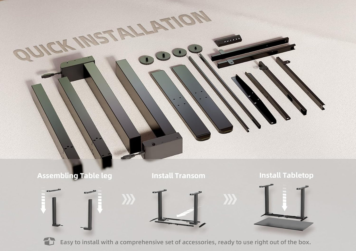 Claiks Standing Desk Frame, Electric Stand Up Desk Legs Frame Workstation Up to 63",T-Shaped Adjustable Standing Computer Desk for Home and Office, (Black Frame only)