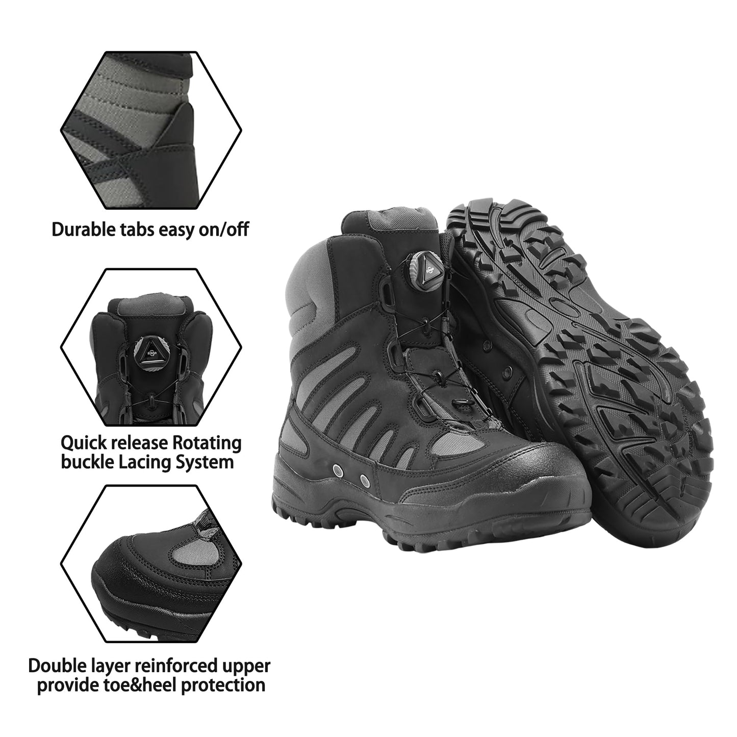 8 Fans Wading Boots for Men&Women Anti-Slip Rubber Sole with Rotating buckle Lacing System for Fishing (Black,M11)