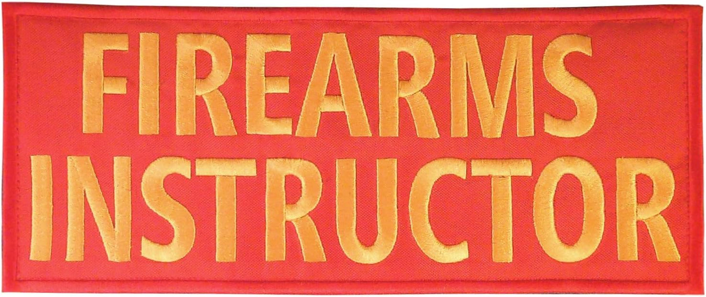 Firearms Instructor Big XL 10x4 inch Morale Body Armor Vest Tactical Fastener Patch (Red and Yellow)