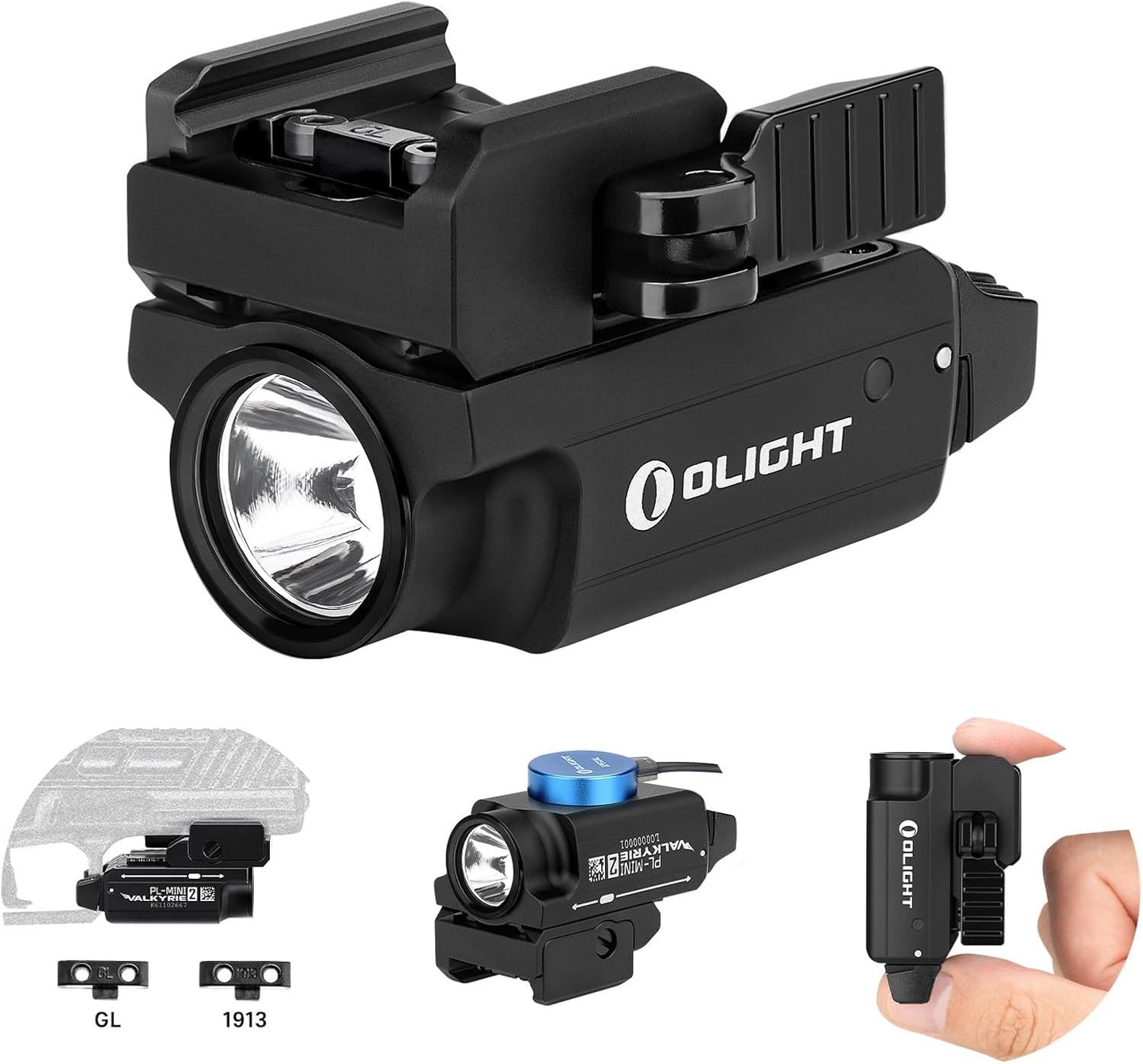 OLIGHT PL-Mini 2 Valkyrie 600 Lumens Magnetic USB Rechargeable Compact Hunting Gear with Adjustable Rail, High Performance CW LED Flashlight with Built-in Battery
