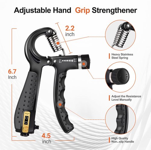 TADAKAZU Grip Strength Trainer Kit (5 Pack) Hand Grip Strengthener, Finger Exerciser,Hand Extension Exerciser, Stress Relief Ball and Forearm Workout Ring for Muscle Building and Injury Recover