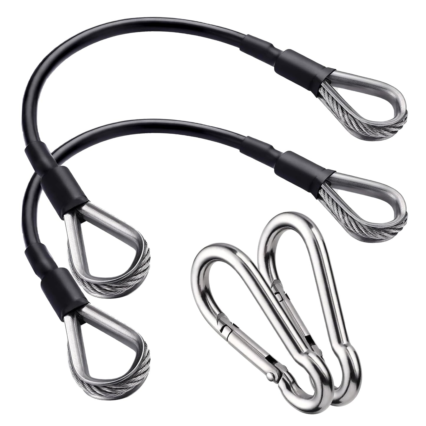 AIKESIWAY 2PCS Gym Cable Extension,Replacement Cable Machine Accessories,Cable Pulley Attachments for Gym -Thick 5mm(0.2inch) Heavy Duty Steel Wire Rope for Home Gym Cable (20 inch (2PCS))