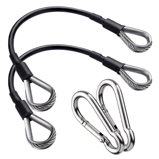 AIKESIWAY 2PCS Gym Cable Extension,Replacement Cable Machine Accessories,Cable Pulley Attachments for Gym -Thick 5mm(0.2inch) Heavy Duty Steel Wire Rope for Home Gym Cable (20 inch (2PCS))