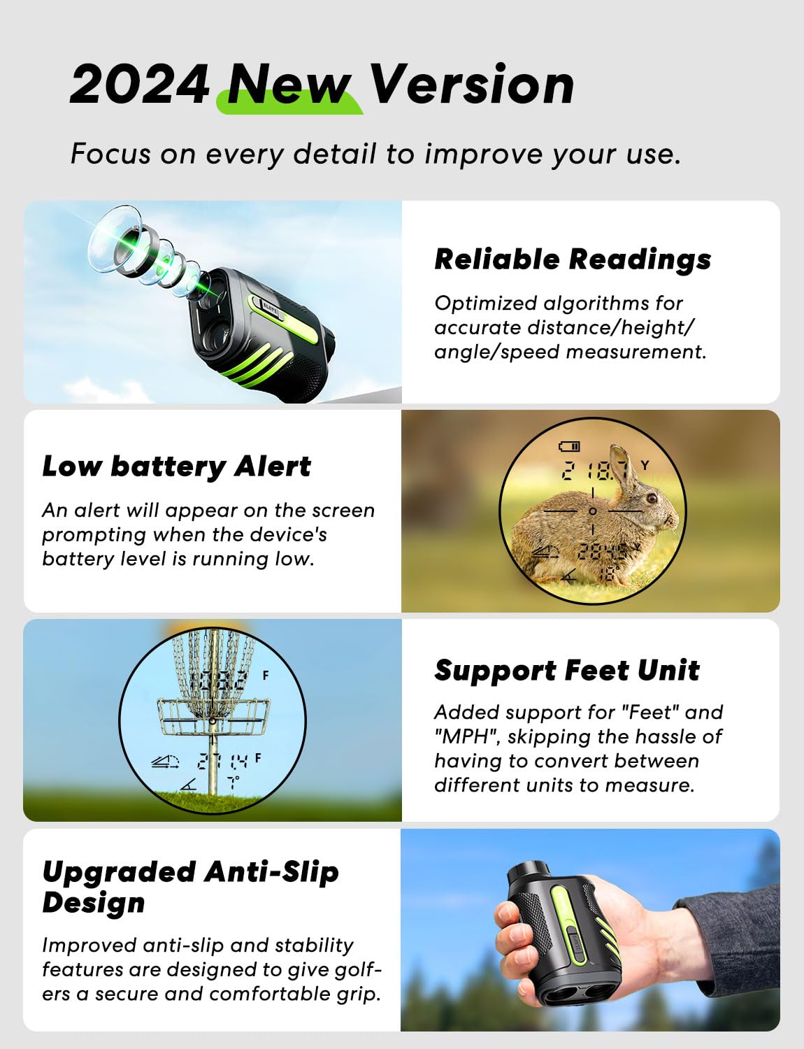 Flysocks Golf Rangefinder with Slope, 1200 Yard Laser Range Finder Golfing, Flag-Locking Vibration, 7X Magnification, 1000mAh Rechargeable Distance Range Finder with Magnet, Golf Accessories for Men