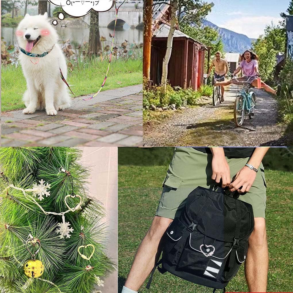 6 Heart Shape Aluminum Key Ring Gold Multicolor Screw Lock Clip Key Ring Chain Durable Simple Keychain Holder (Multicolor)