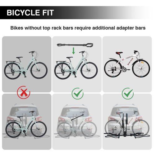 TrekTote Platform Bike Rack for Car, Foldable 2 Bike Rack Hitch Mount for SUV, Truck, RV, Ebike Rack for 2 Bikes, Bicycle Carrier Racks Quick Tilt Release and Anti-Wobble