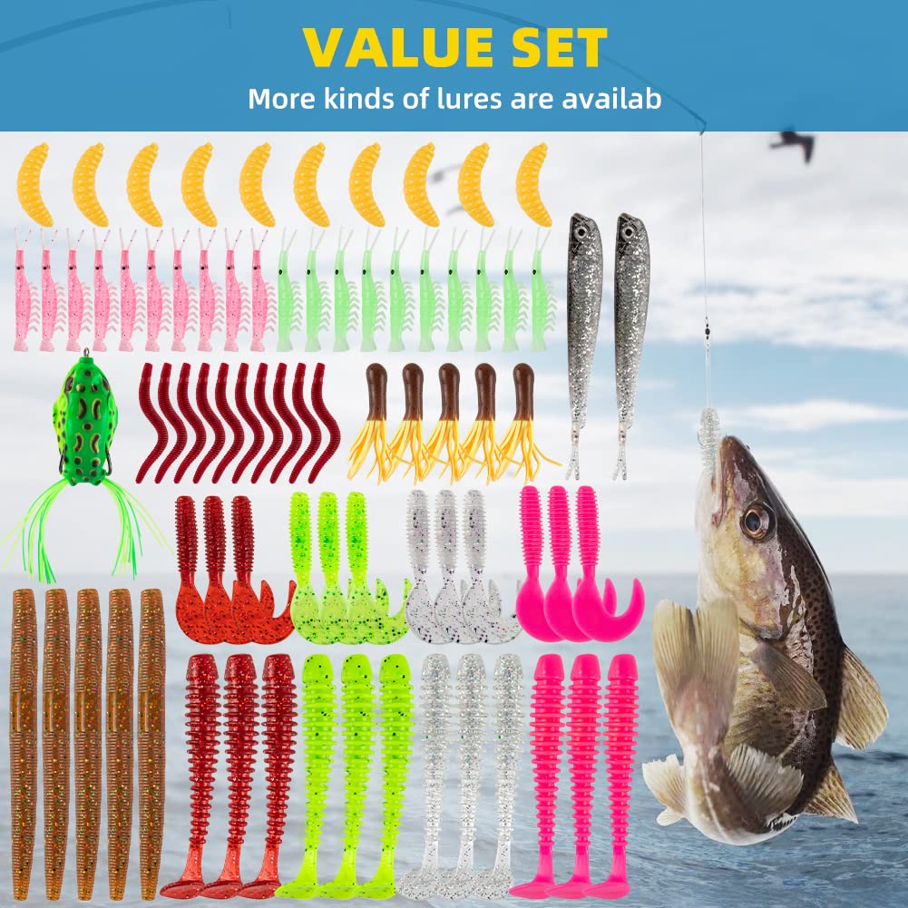 GOANDO Fishing Lures Kit 380Pcs Fishing Accessories Set for Bass Trout Salmon with Topwater Lures Crankbaits Spinnerbaits Spoon Worms Jigs and More Fishing Gear with Tackle Box
