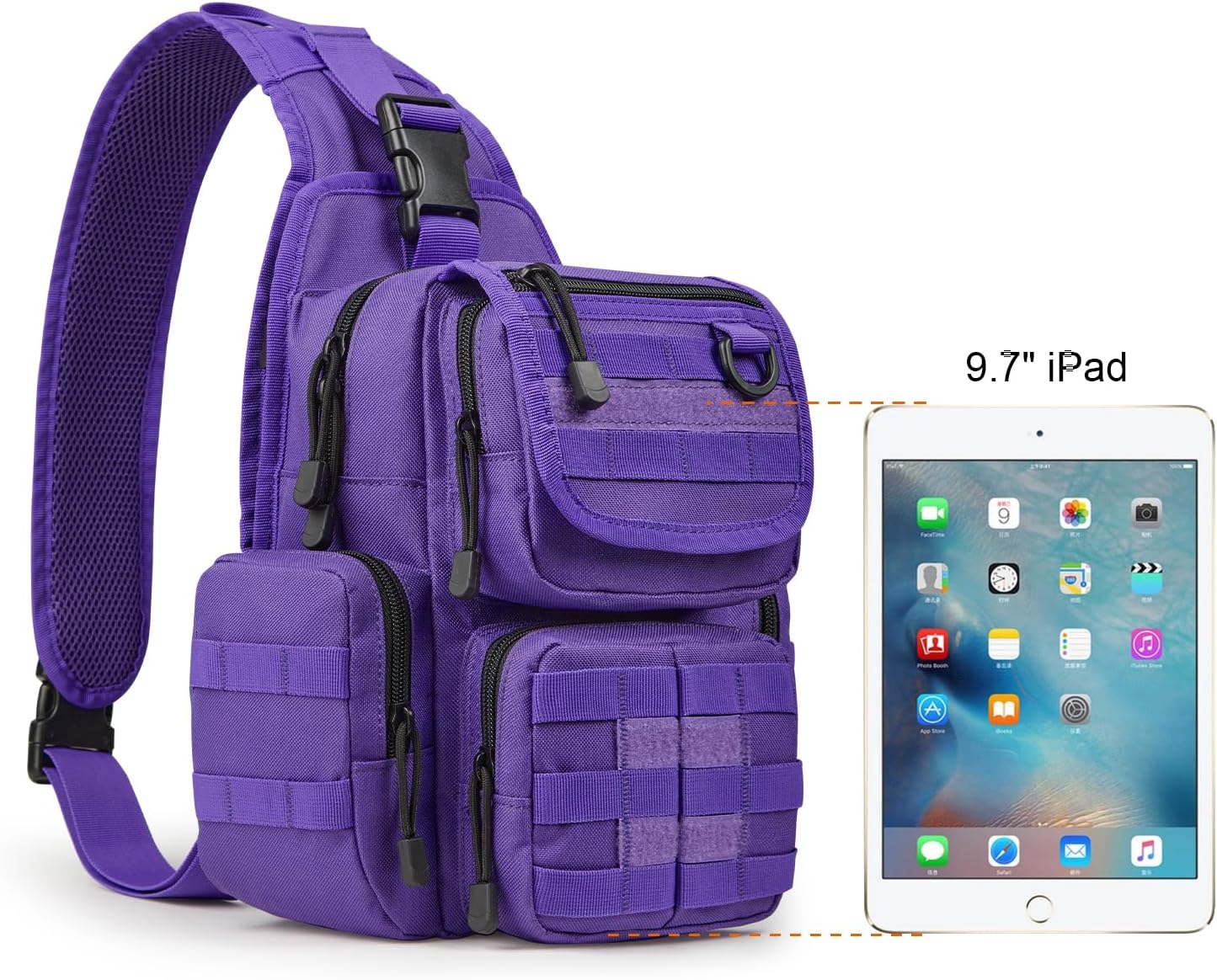 G4Free Tactical EDC Sling Bag Pack with Adjustable Holder Sling Shoulder Assault Range Backpack(Black)