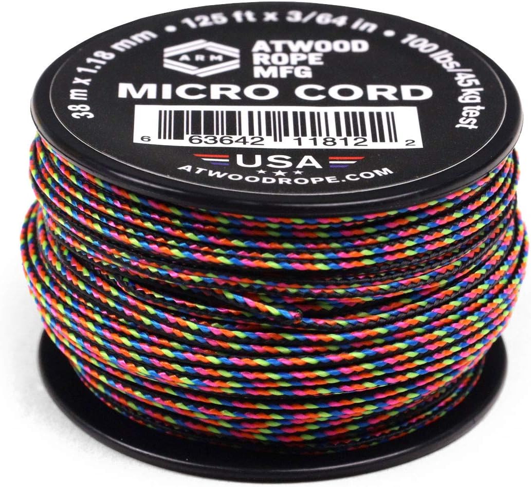 Atwood Rope MFG Micro Utility Cord 1.18mm X 125ft Reusable Spool | Tactical Nylon/Polyester Fishing Gear, Jewelry Making, Camping Accessories