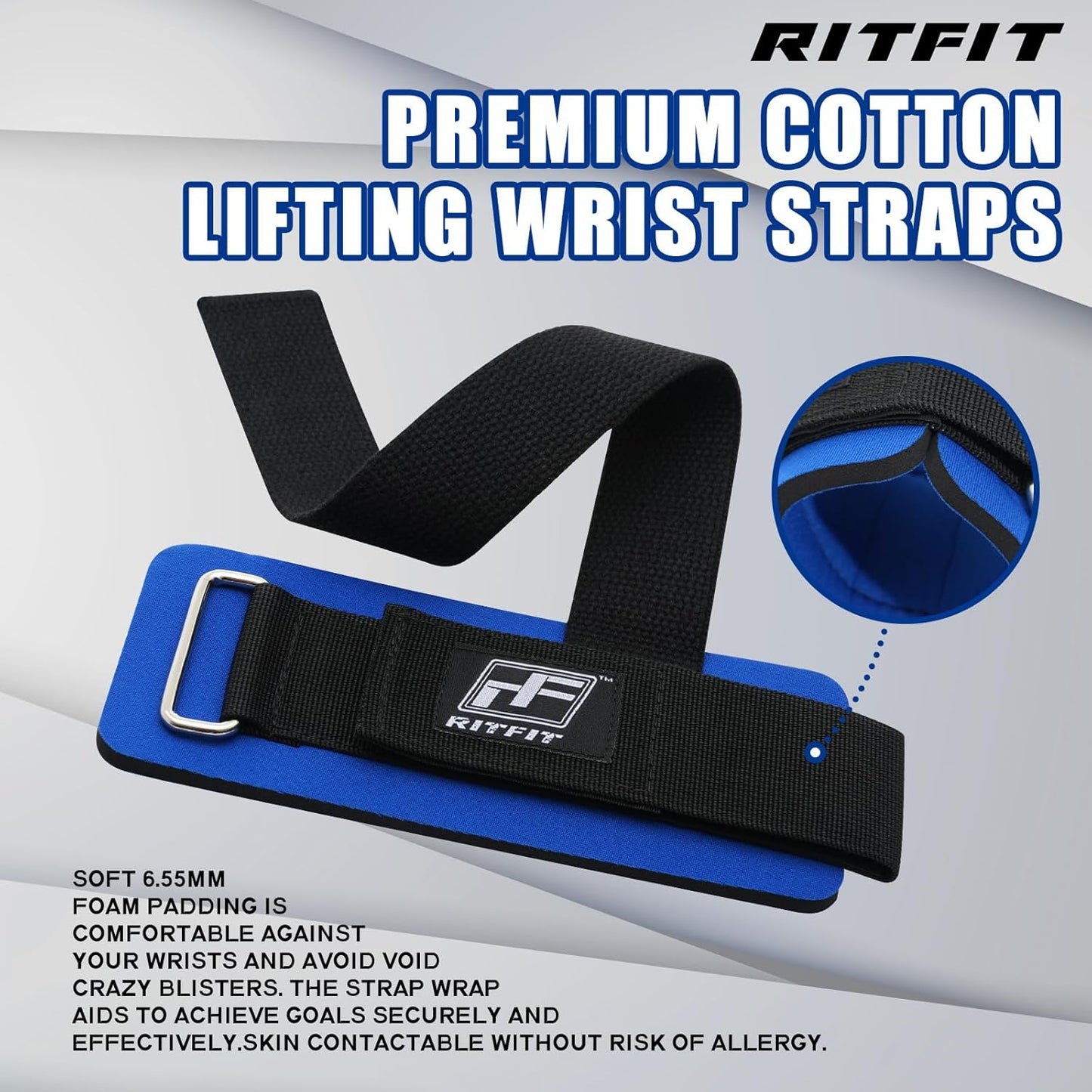 RitFit Lifting Wraps, Wrist Straps for Weightlifting, Wrist Support for Working Out, Bodybuilding, MMA, Powerlifting, Strength Training, Men & Women
