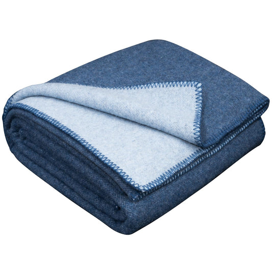 LYHome Merino Wool Blanket - Outdoor Camping and Hiking Throw, Extra Warm Army Military & Hunting Blankets for Cold Weather, Warmest Plaid Sheep Wool (51 x 67 in | Blue - Light Blue Double-Sided)