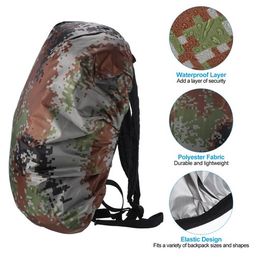 PATIKIL 20-28L Waterproof Rucksack Cover, Non-Slip Backpack Rain Cover for Travel, Hiking, Camping, Climbing, S, Digital Camo