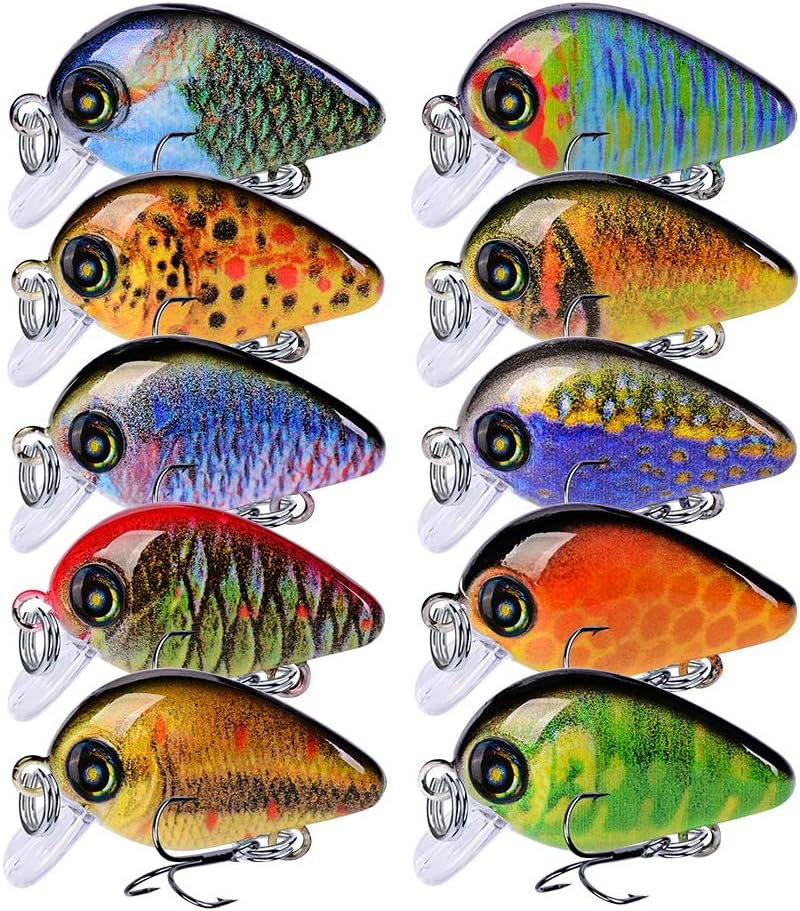 Mini Crankbait Fishing Lures Kits Swimbait Wobbler Hard Baits for Bass Trout Pike Freshwater and Saltwater 10pc-20pc/pack