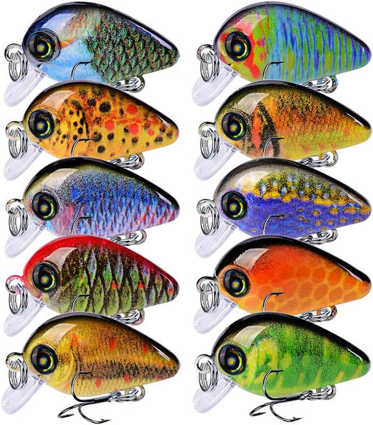 Mini Crankbait Fishing Lures Kits Swimbait Wobbler Hard Baits for Bass Trout Pike Freshwater and Saltwater 10pc-20pc/pack