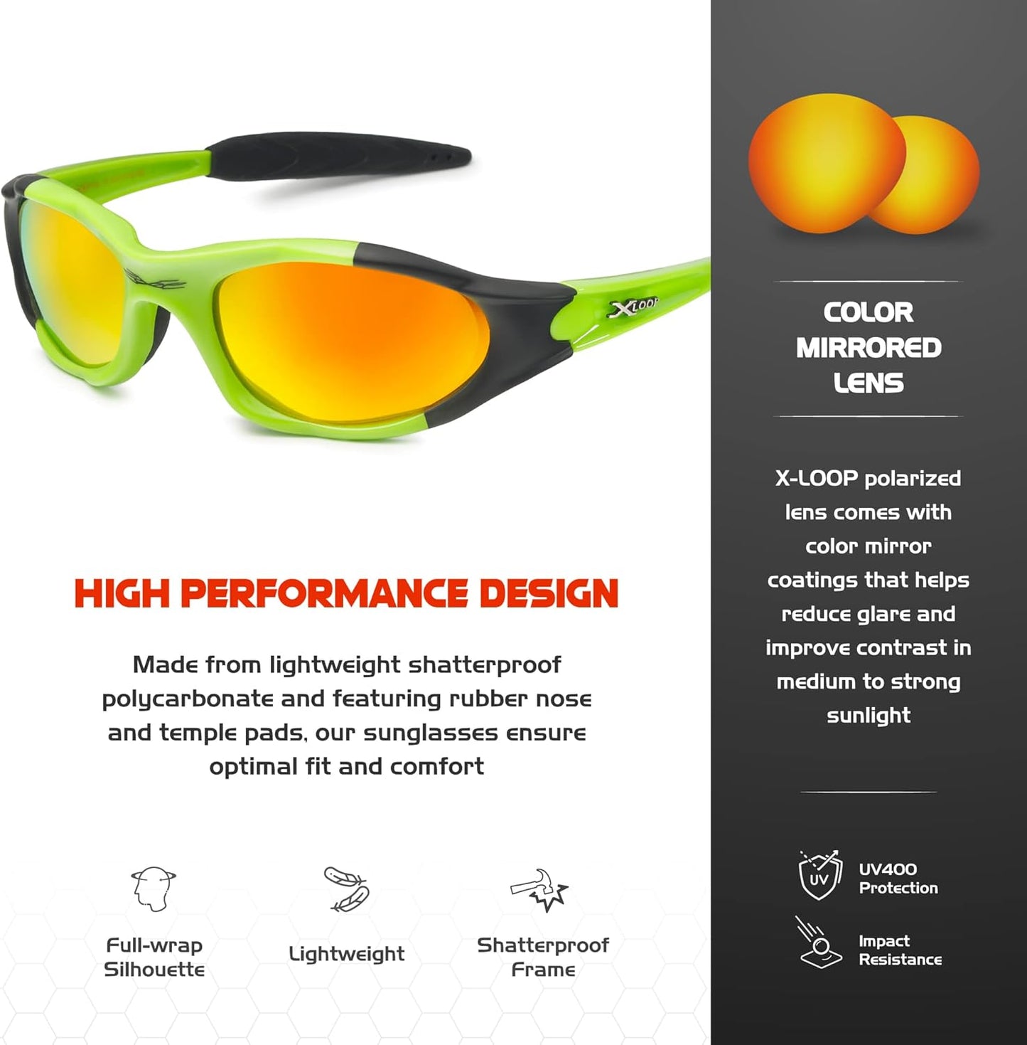 Polarized Youth Sports Sunglasses for Boys & Teens (Ages 8-16) - UV400 Baseball Wraparound