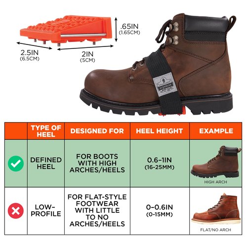 Ergodyne TREX 6317 Mid-Sole Ice Cleats Traction for Heeled Boot, Easily Rotates for Indoors, Driving, Climbing