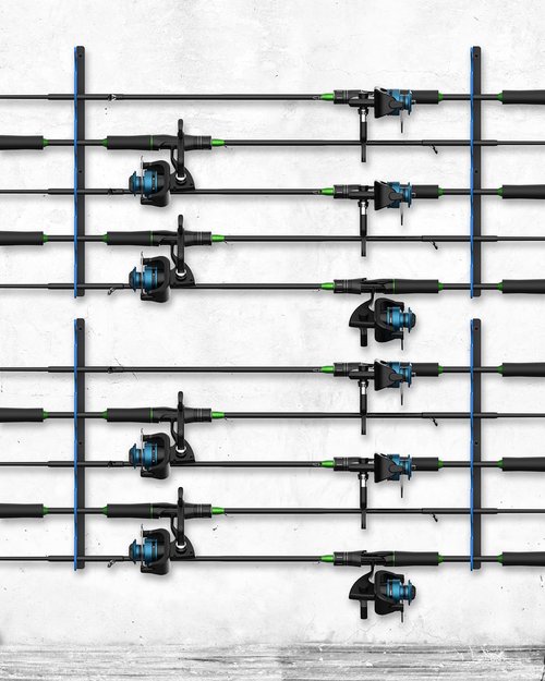 WellMall Fishing Pole Holders - 10 Rod Holder Storage for Wall & Garage, Fits Most Rods