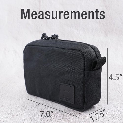 Tintris Belt Zipper Pouch for Men Women YKK Zippers, EDC Belt Pouch Waist Pack Bag for Camping, Hiking, Water Resistant, Tough Waxed Canvas, Black, Size M