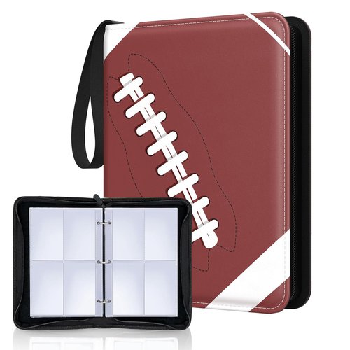 Cards Binder,400 Pockets Football Binder for Cards with 50 Removable Sleeves 4-Pocket Collection Binder, Trading Card Collector Zipper Album Holder