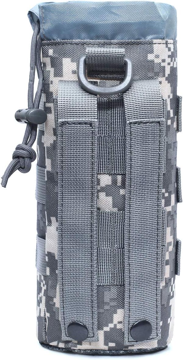 Tactical Molle Water Bottle Pouch Military Drawstring Open Top & Mesh Bottom Travel Water Bottle Holder Bag Tactical Hydration Carrier