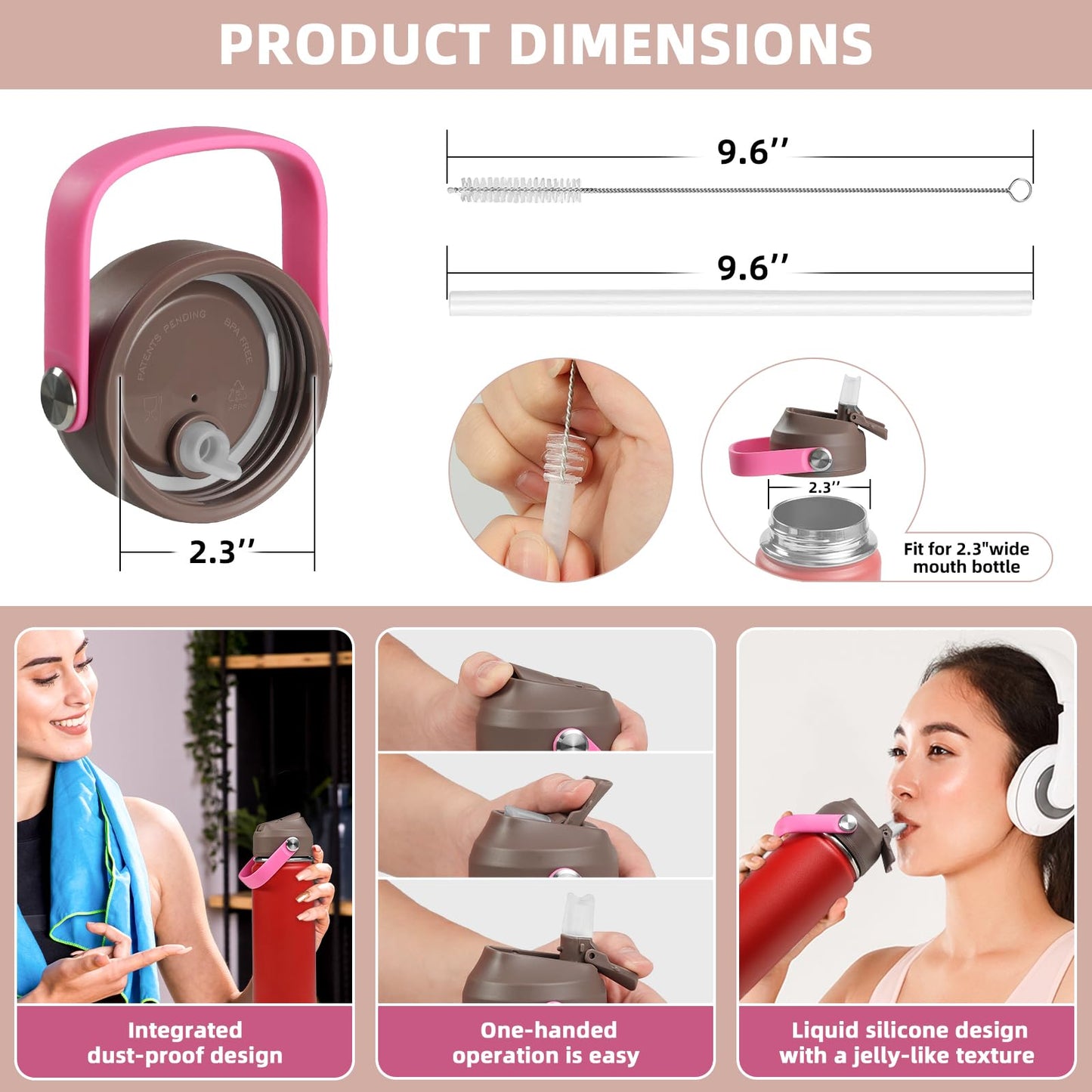 Hydro Flask Wide Mouth Straw Lid Compatible with 20/32/40 oz (Gray)