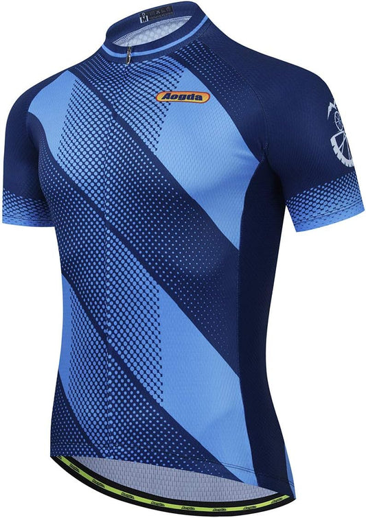 Aogda Cycling Jerseys Men Bike Shirts Team Biking Tops Bicycle Short Sleeves Clothing