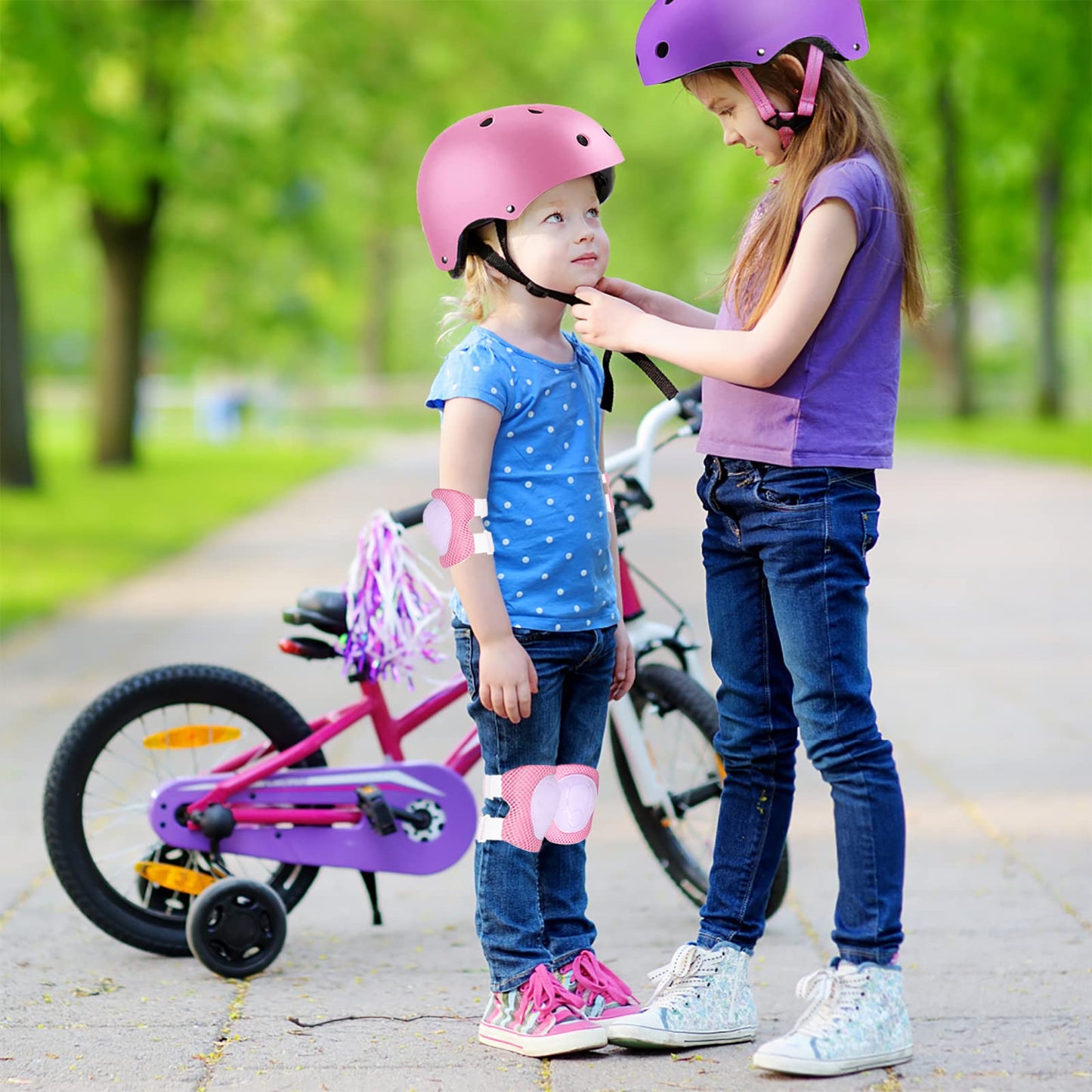 Kids Helmet Set with Knee Pads Elbow Pads Wrist Guards,Adjustable Helmet for Toddler Kids&Youth,3~14yrs Girl Boy Kids Protective Gear Set for Roller Skate Scooter Inline skatings Longboard
