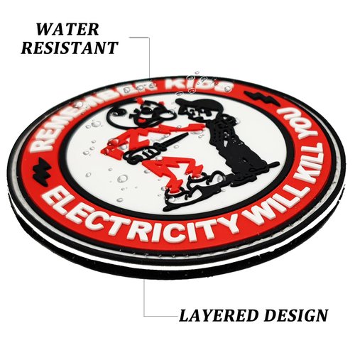 OVIFICEA Remember Kids Electricity Will Kill You Patches,Funny Military Tactical Patches PVC Rubber Morale Patch for Backpacks, Jackets,Vests, Helmet, Hats, Jeans