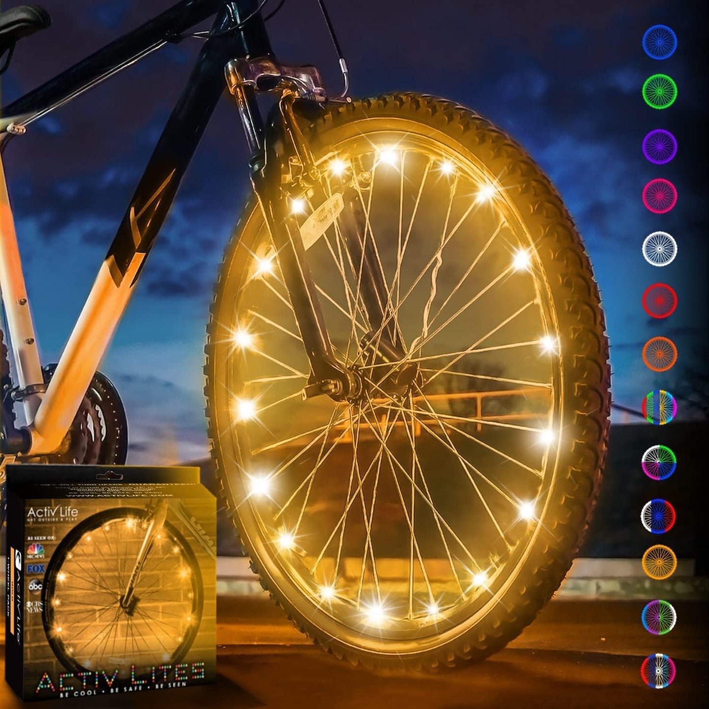 Activ Life LED Bike Wheel Lights with Batteries Included, Get 100% Brighter and Visible from All Angles for Ultimate Safety & Style (1 Tire Pack, Multicolor)