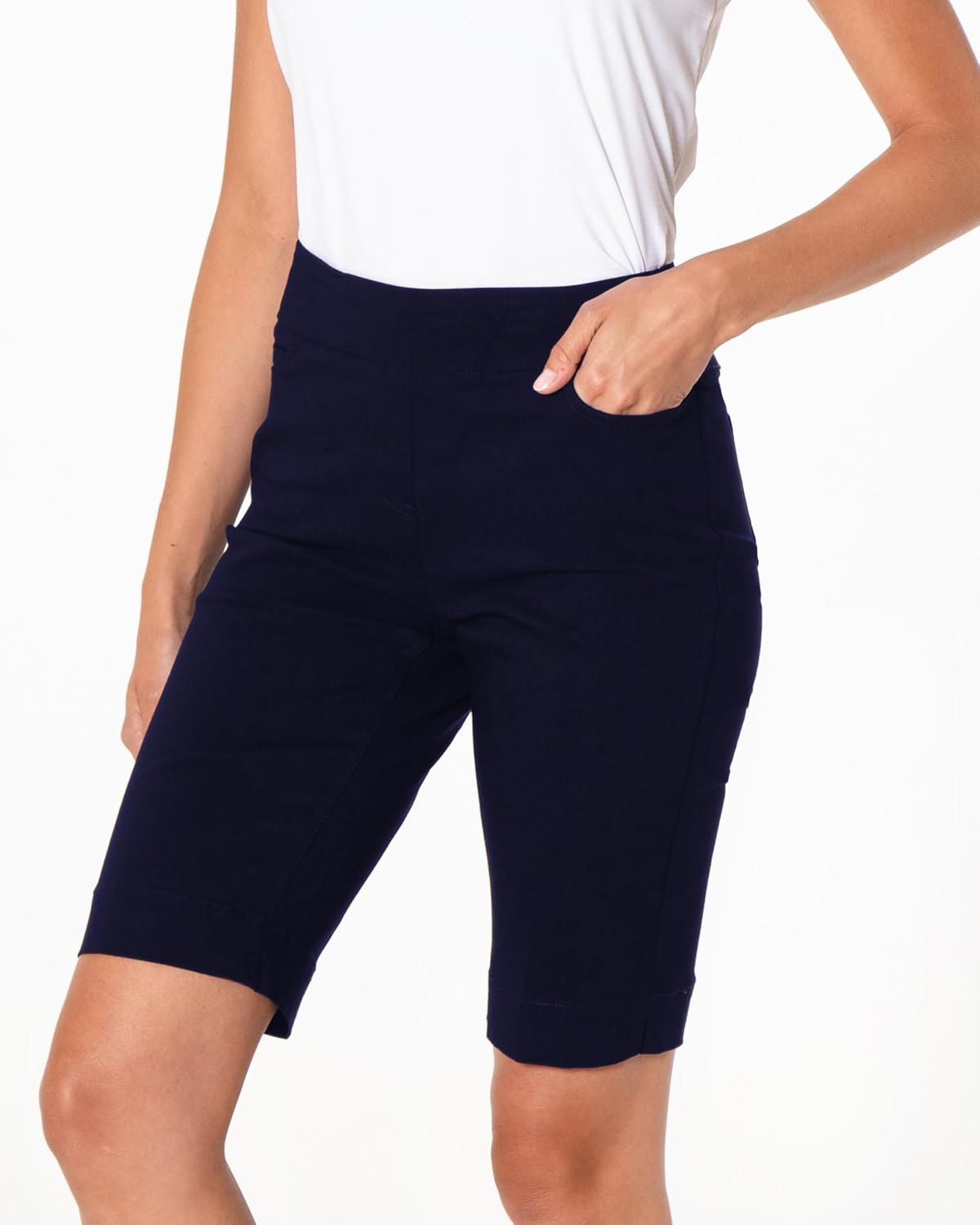 SLIM-SATION Women's Golf Wide Band Pull On Short with Real Pockets