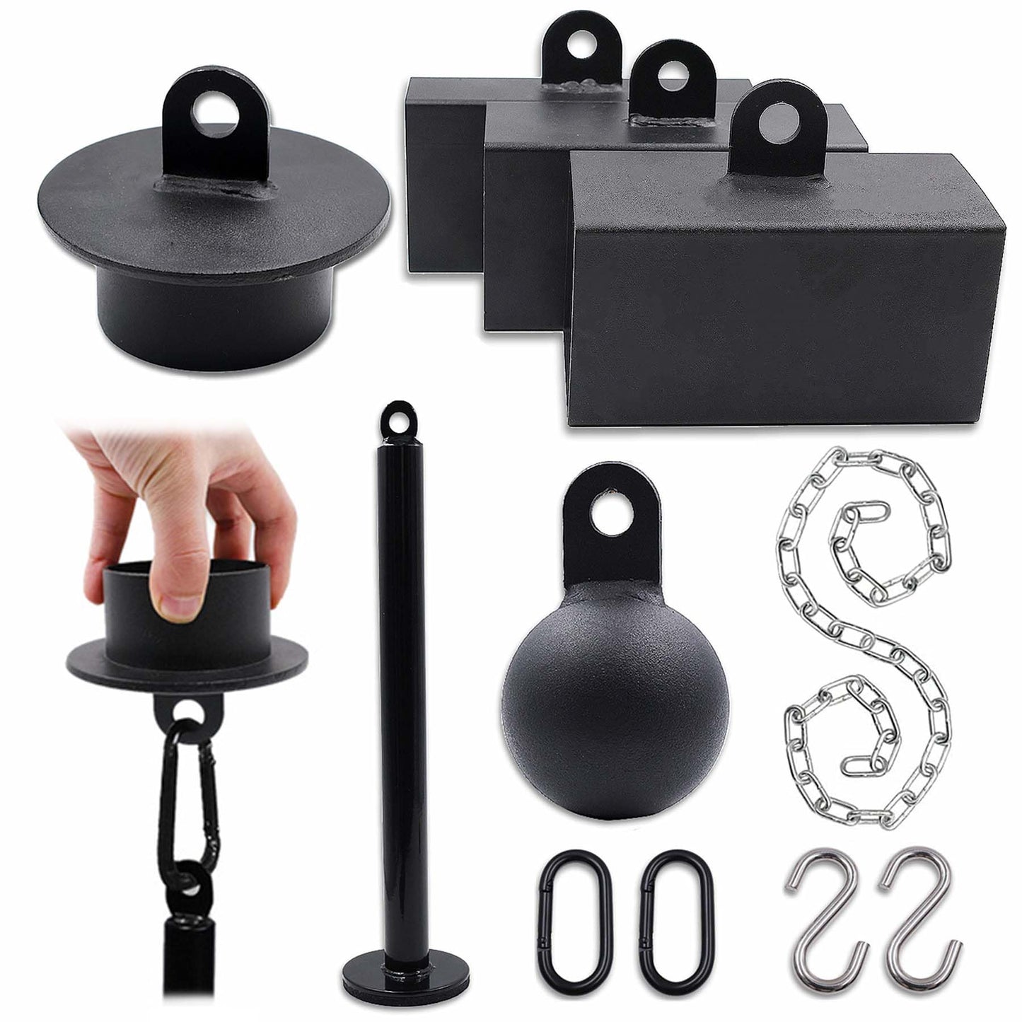 J Bryant Iron Pinch Grip Set with Loading Pin and Chain, Pinch Block Grip for Rock Climbing Forearm Finger Strength Training, Home Gym Hand Pinching Power Strengthener Equipment